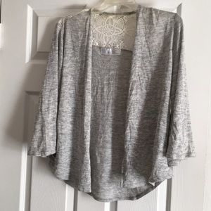 Gray and cream laced sweater size L